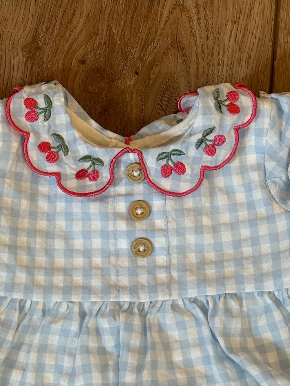 Nicole Miller Baby Girl Cherry Gingham Romper & Bloomers Set 0-3M